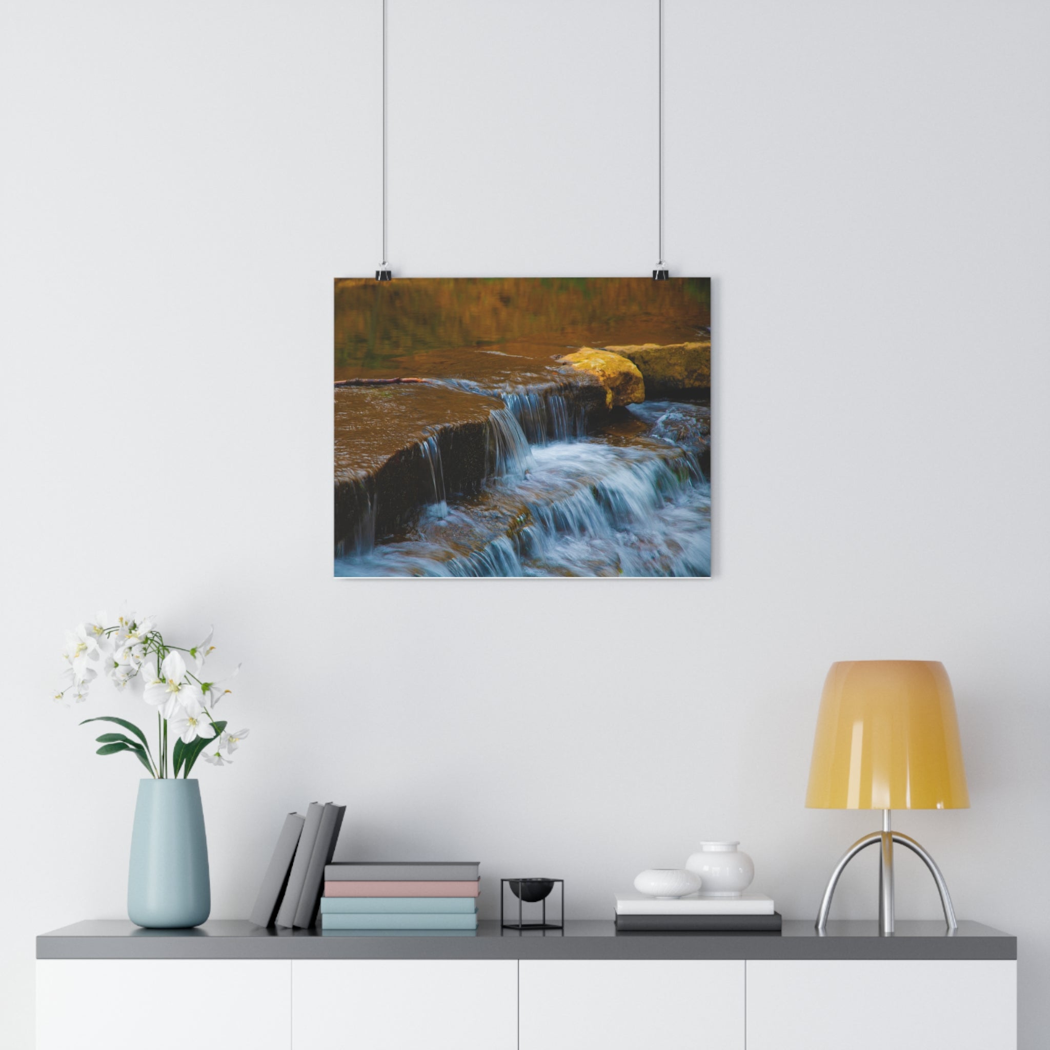 Laurel Hill State Park Waterfall Giclée Art Print Close-up — Serene Cascading Falls Autumn Landscape Wall Art by autistic photographer