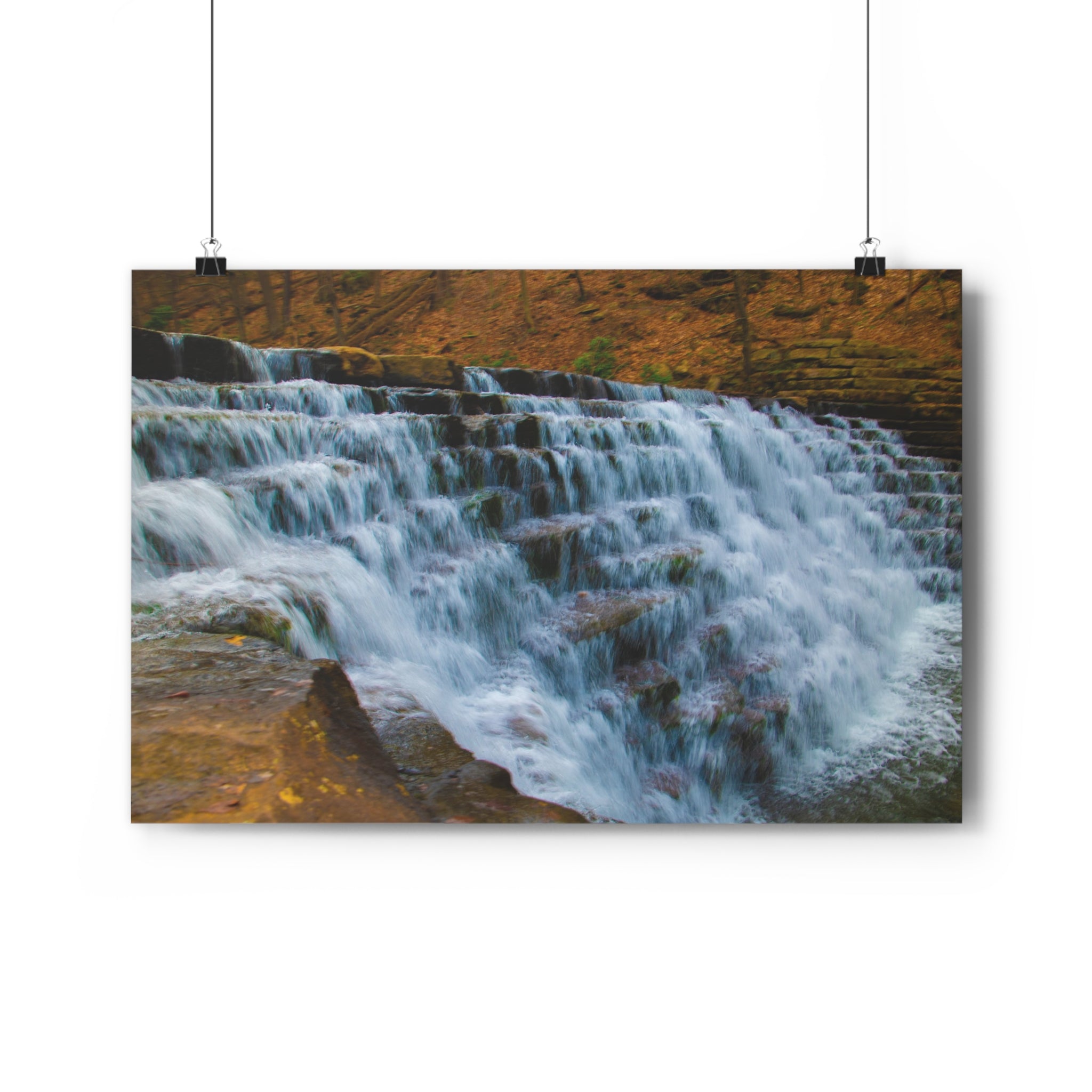 Laurel Hill State Park Cascading Waterfall Giclée Art Print — Serene Cascading Falls Autumn Landscape Wall Art by autistic photographer