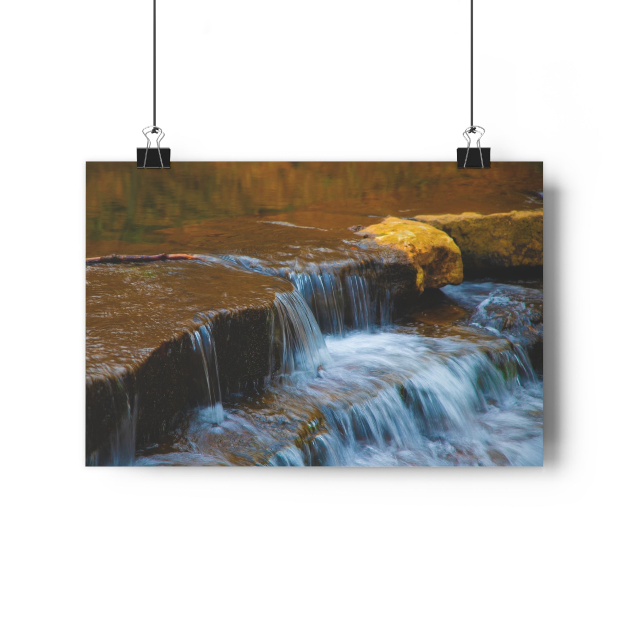 Laurel Hill State Park Waterfall Giclée Art Print Close-up — Serene Cascading Falls Autumn Landscape Wall Art by autistic photographer