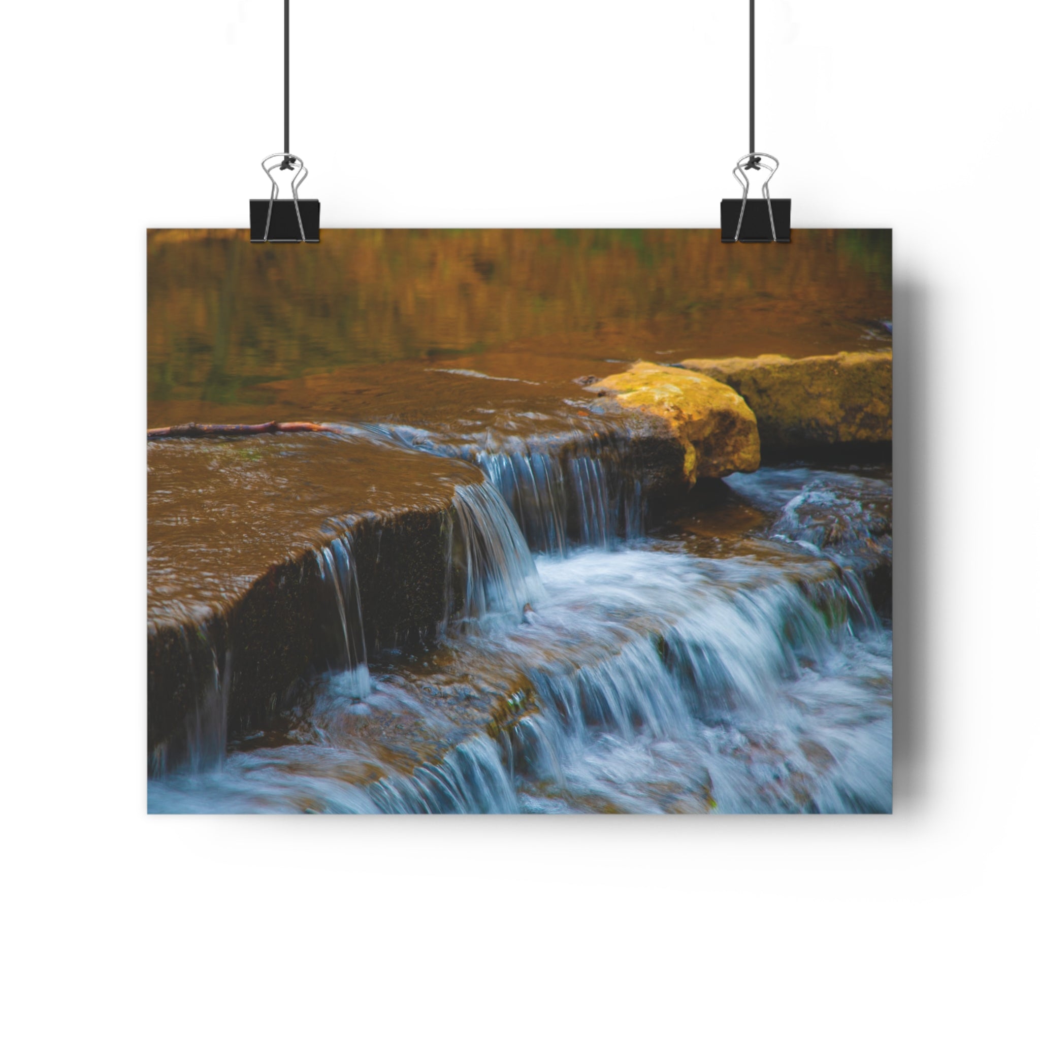 Laurel Hill State Park Waterfall Giclée Art Print Close-up — Serene Cascading Falls Autumn Landscape Wall Art by autistic photographer