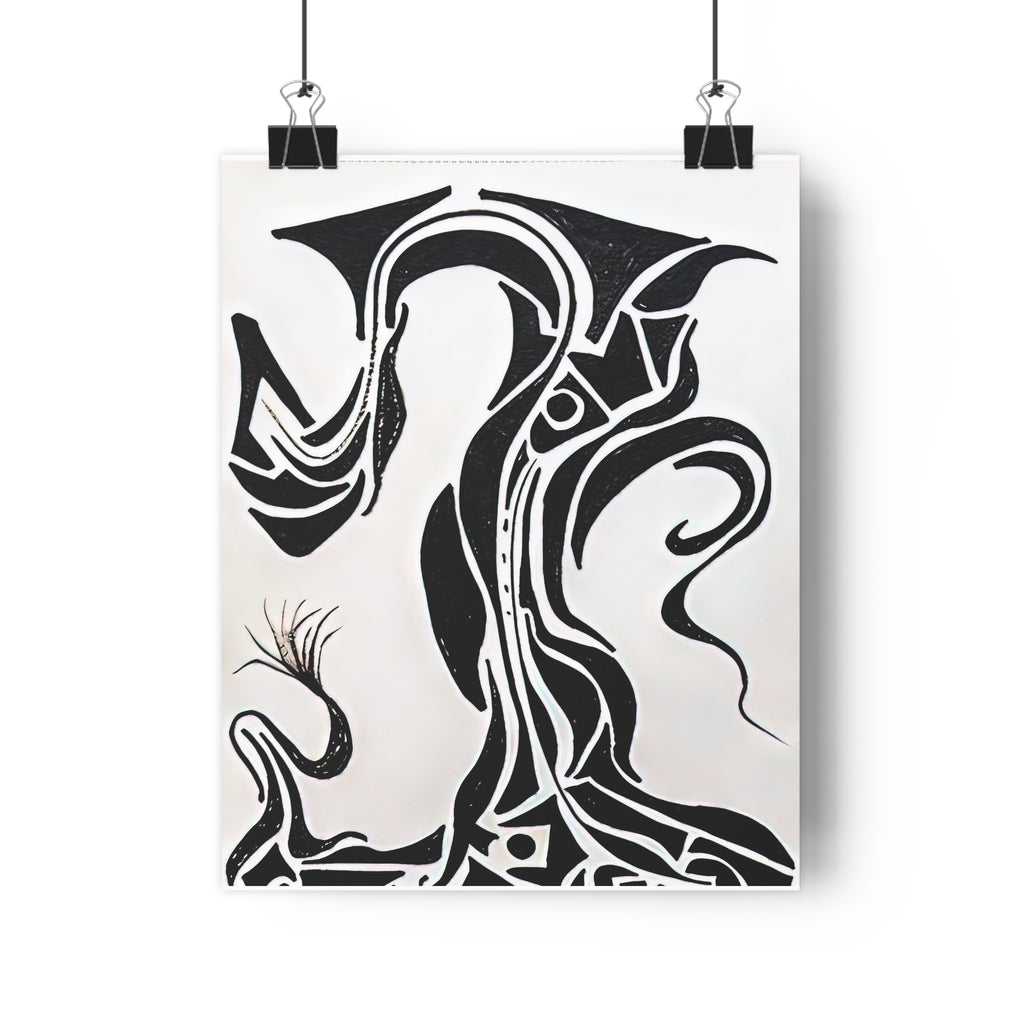 Giclée Art Print — Abstract Black & White Gnarled Coastal Tree Illustration by autistic artist