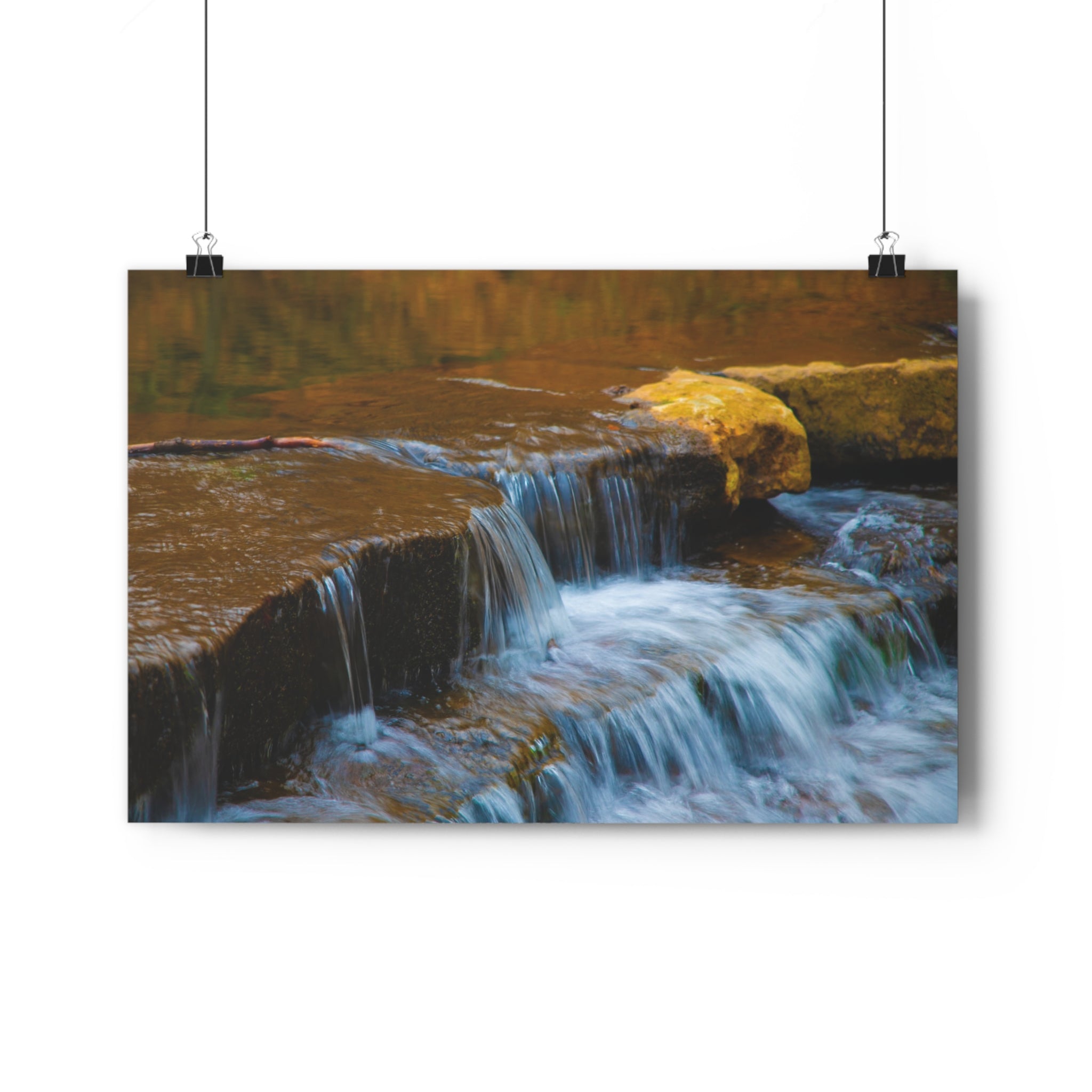Laurel Hill State Park Waterfall Giclée Art Print Close-up — Serene Cascading Falls Autumn Landscape Wall Art by autistic photographer