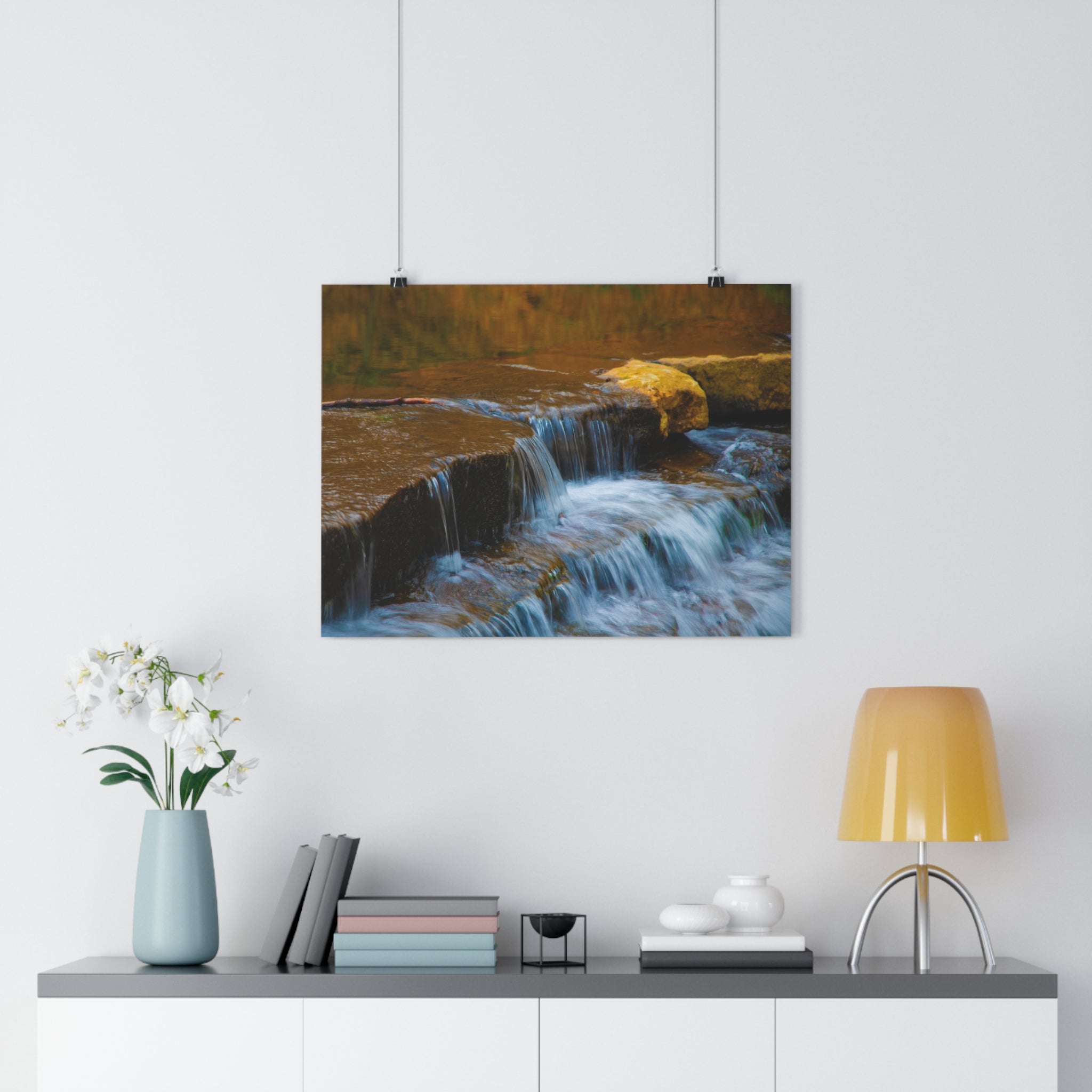 Laurel Hill State Park Waterfall Giclée Art Print Close-up — Serene Cascading Falls Autumn Landscape Wall Art by autistic photographer