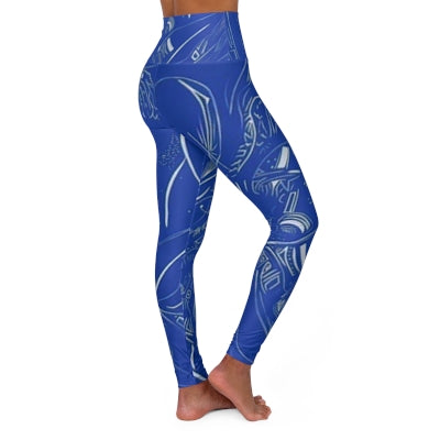Ciphers of the Aether: Abyssal Phase High-Waisted Yoga Leggings — All-Over Print by autistic artist